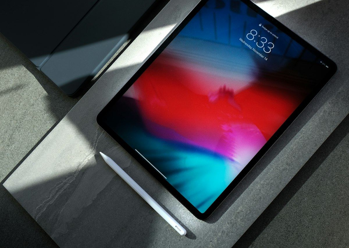 Tablet lying on a desk